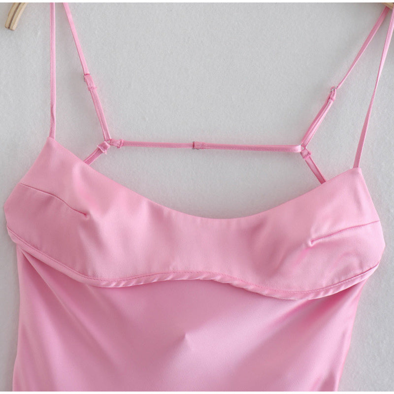 Elegant Backless Satin Slip Dress