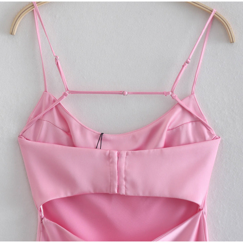 Elegant Backless Satin Slip Dress